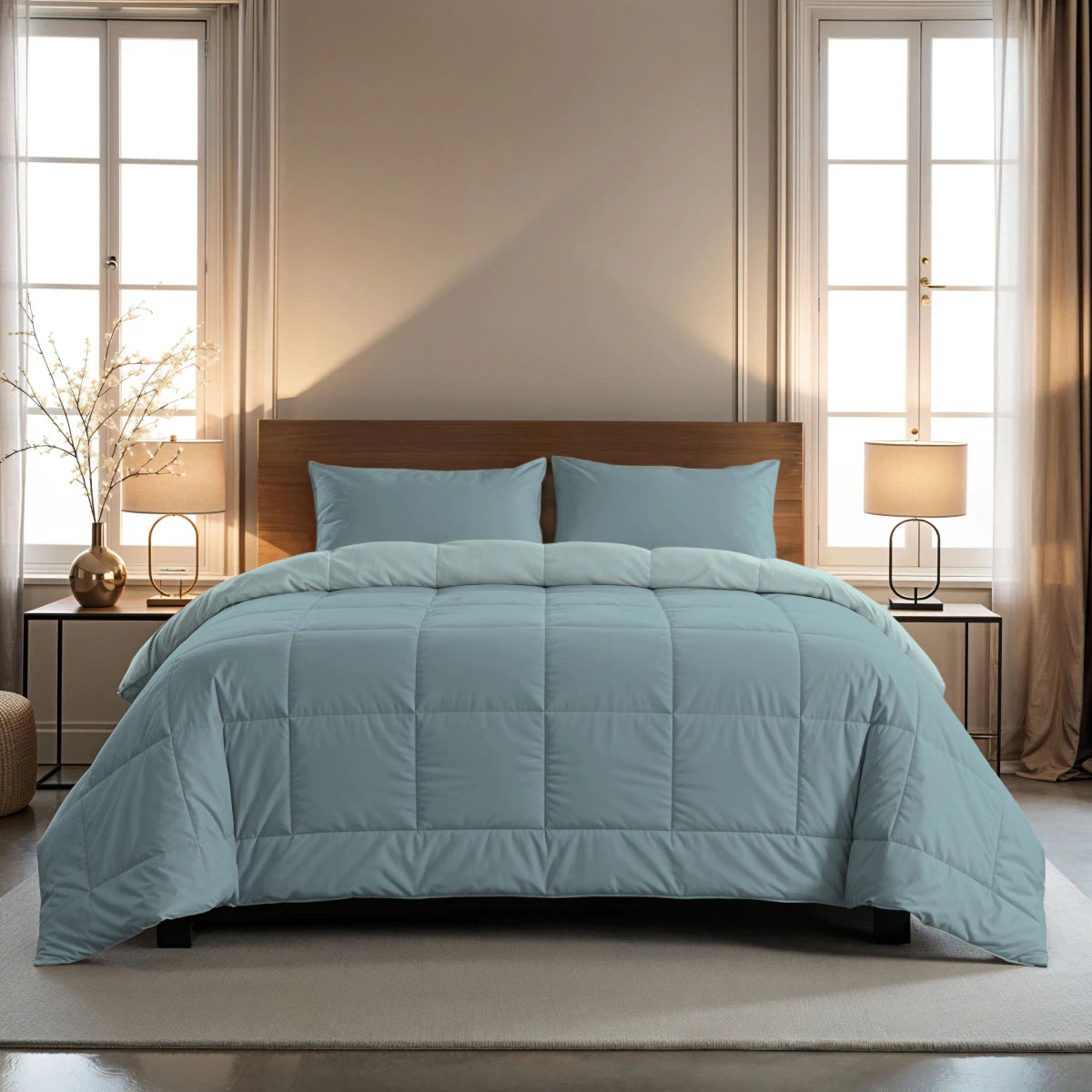 Zelesta Pure Duo Baumwolle Sommerbettdecke - Graublau & Hellblau