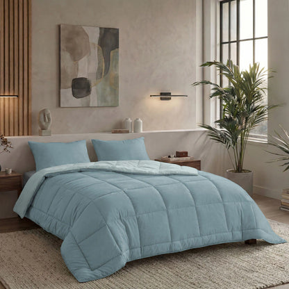 Zelesta Pure Duo Baumwolle Bettdecke - Graublau & Hellblau