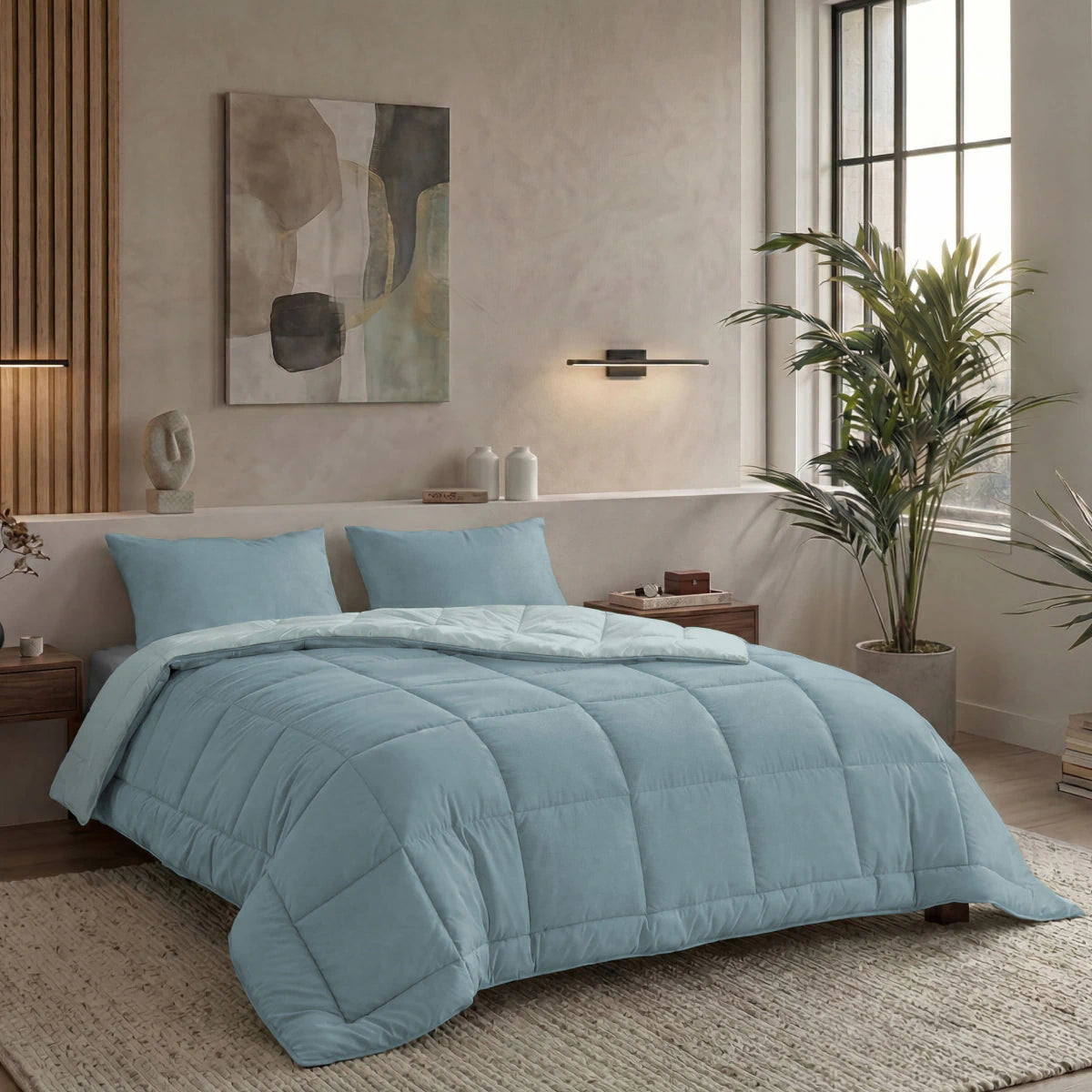 Zelesta Pure Duo Baumwolle Sommerbettdecke - Graublau & Hellblau