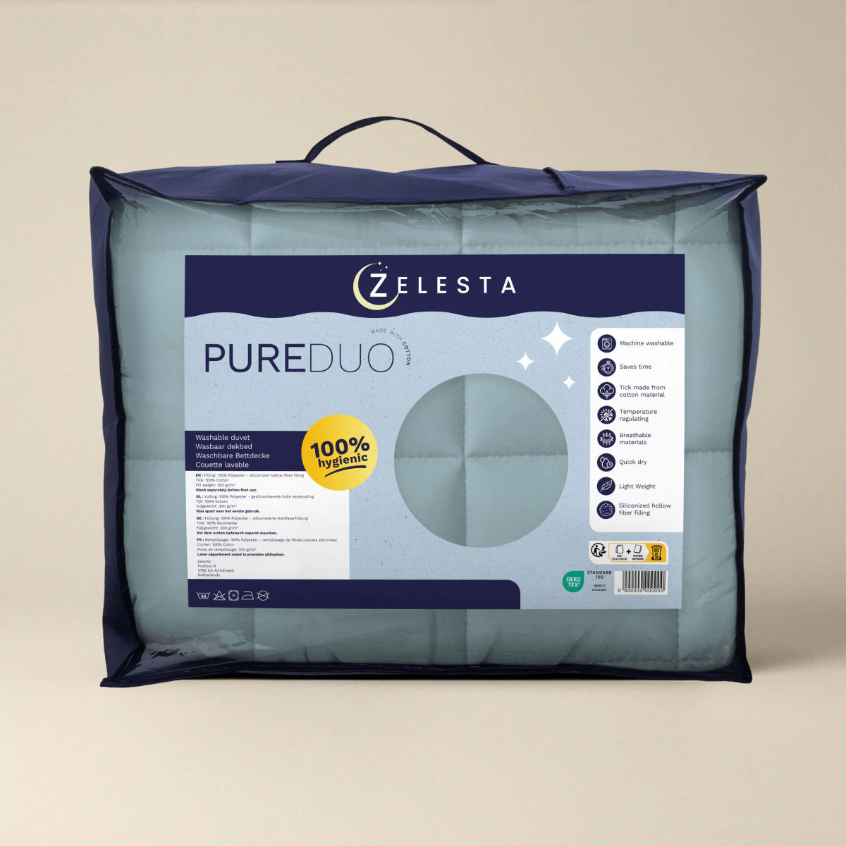 Zelesta Pure Duo Baumwolle Sommerbettdecke - Graublau & Hellblau