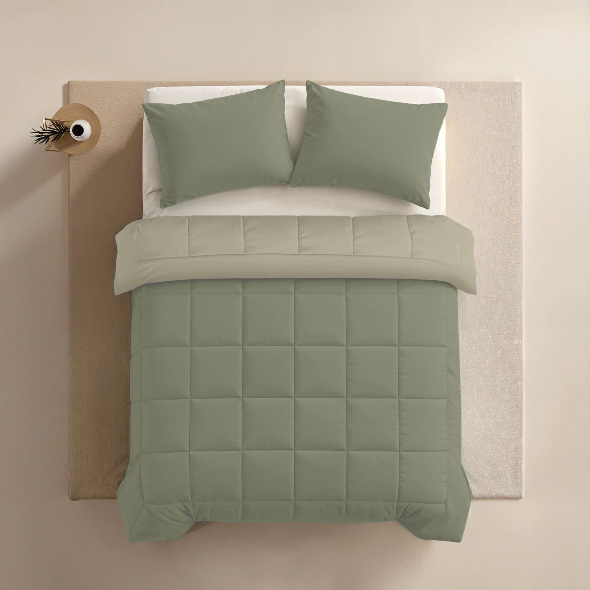 Zelesta Pure Duo Baumwolle Sommerbettdecke - Graugrün & Zartes Graugrün