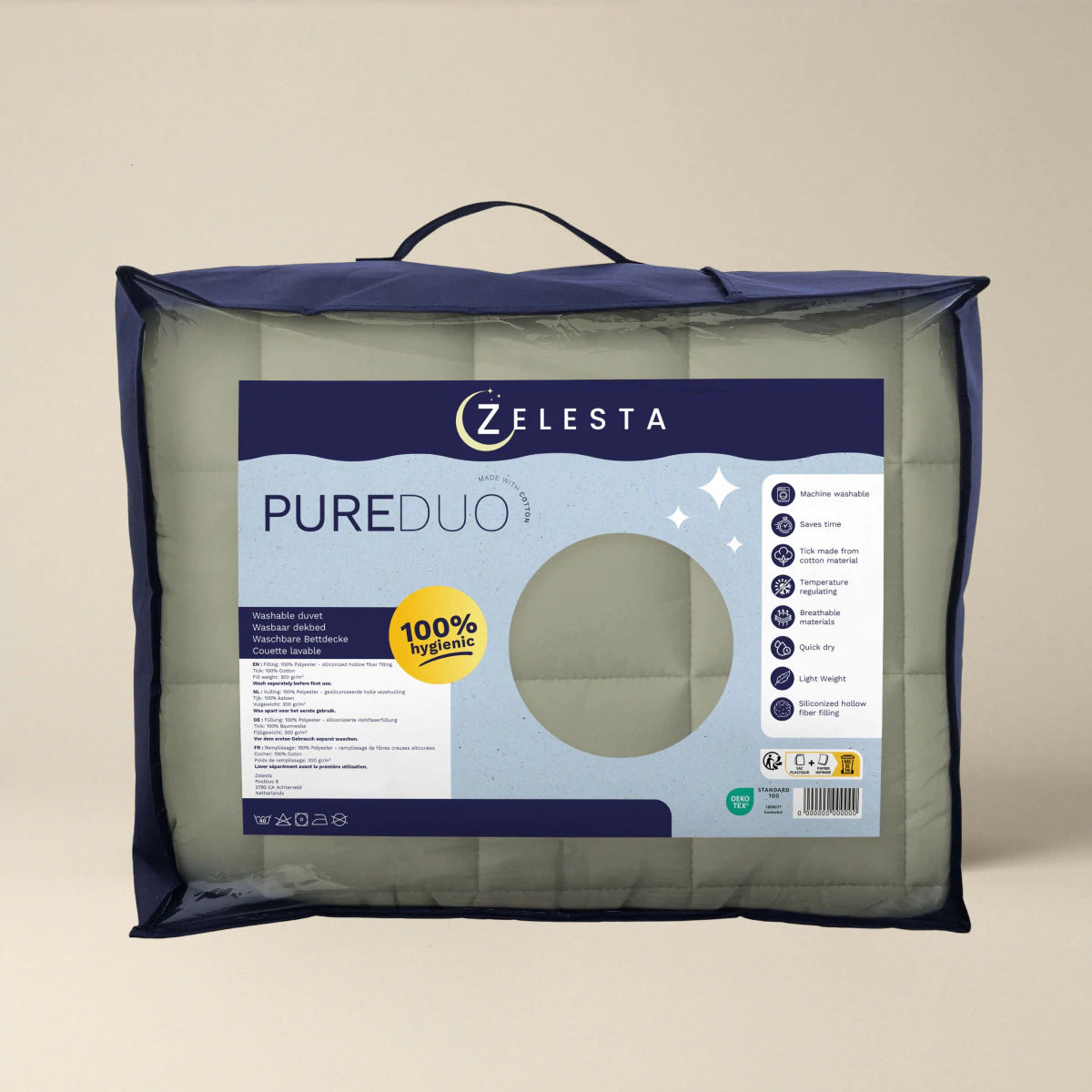 Zelesta Pure Duo Baumwolle Bettdecke - Graugrün & Zartes Graugrün
