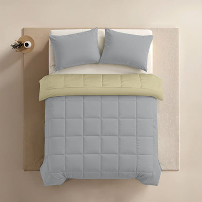 Zelesta Pure Duo Baumwolle Sommerbettdecke - Hellgrau & Buttergelb