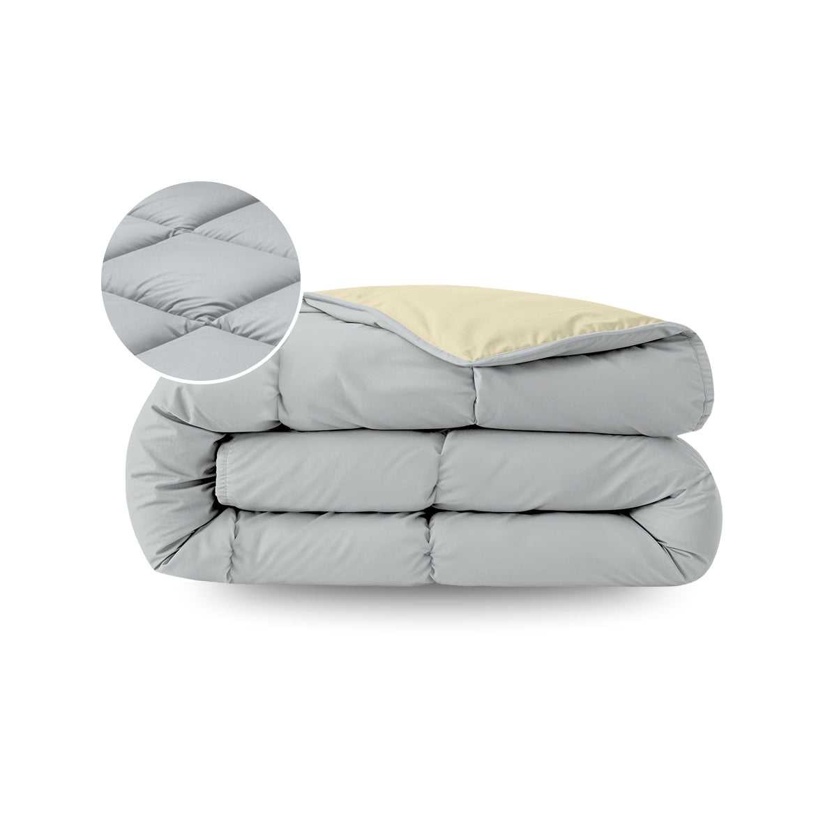 Zelesta Pure Duo Baumwolle Sommerbettdecke - Hellgrau & Buttergelb