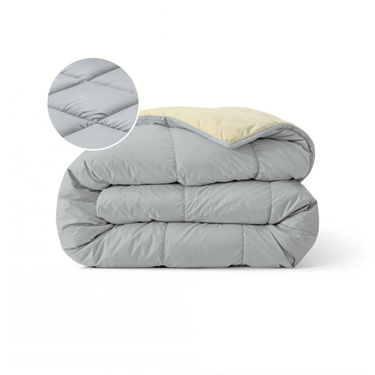 Zelesta Pure Duo Baumwolle Sommerbettdecke - Hellgrau & Buttergelb