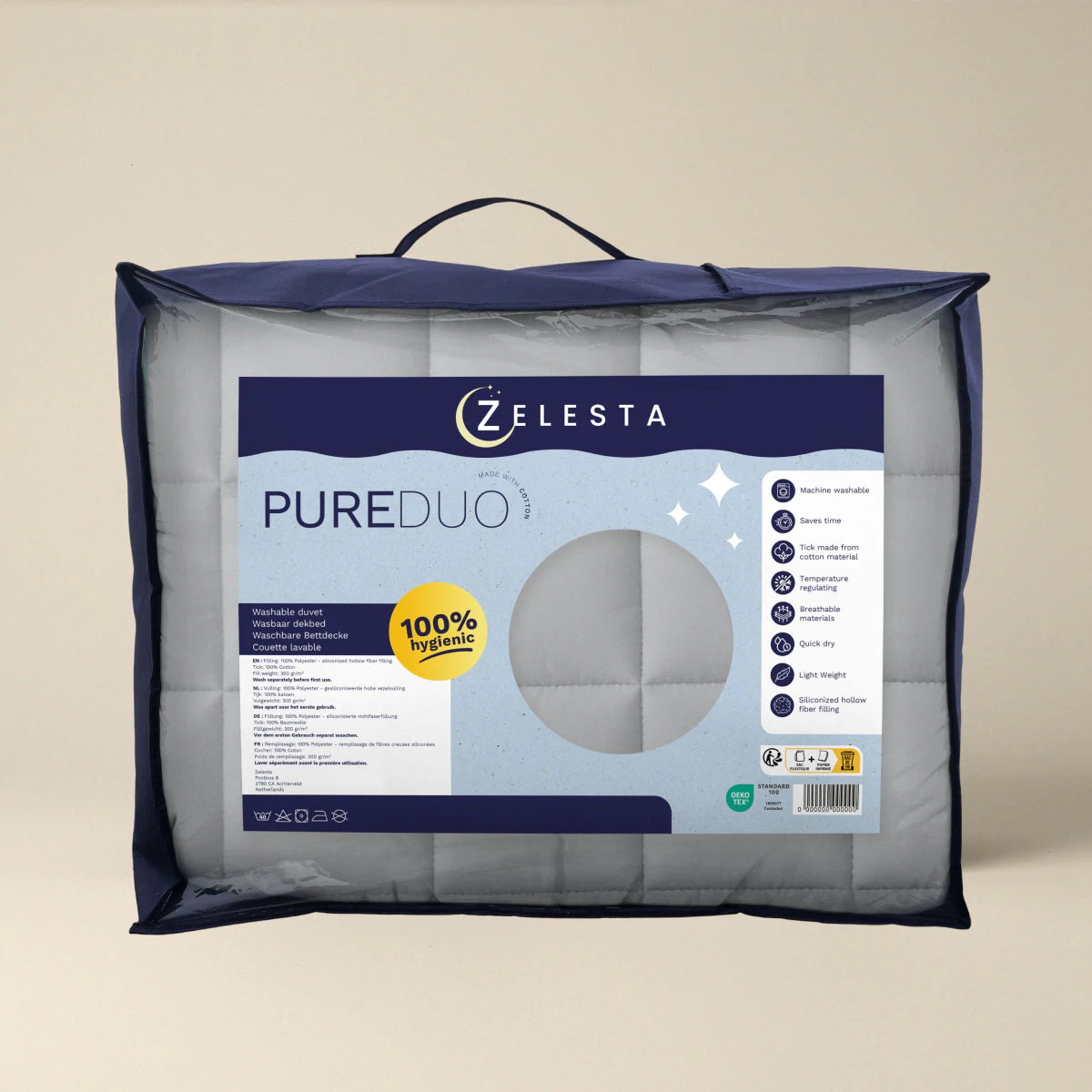 Zelesta Pure Duo Baumwolle Sommerbettdecke - Hellgrau & Buttergelb