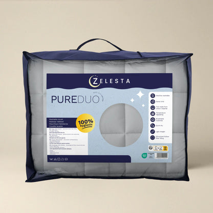 Zelesta Pure Duo Baumwolle Sommerbettdecke - Hellgrau & Buttergelb