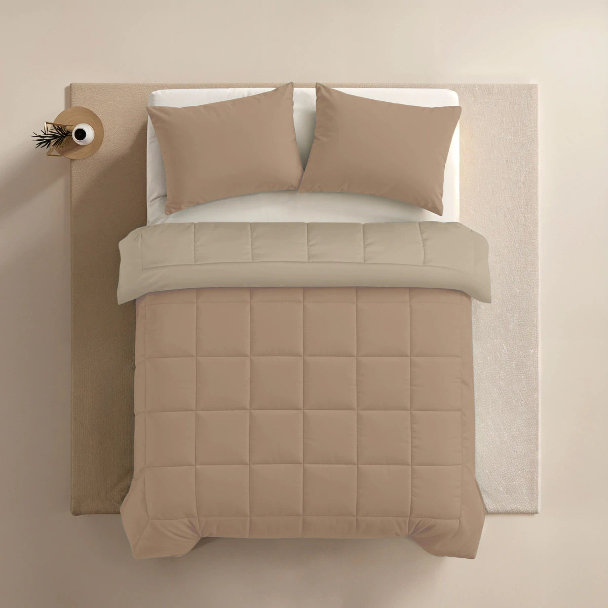 Zelesta Pure Duo Baumwolle Sommerbettdecke - Rosabraun & Betonbraun