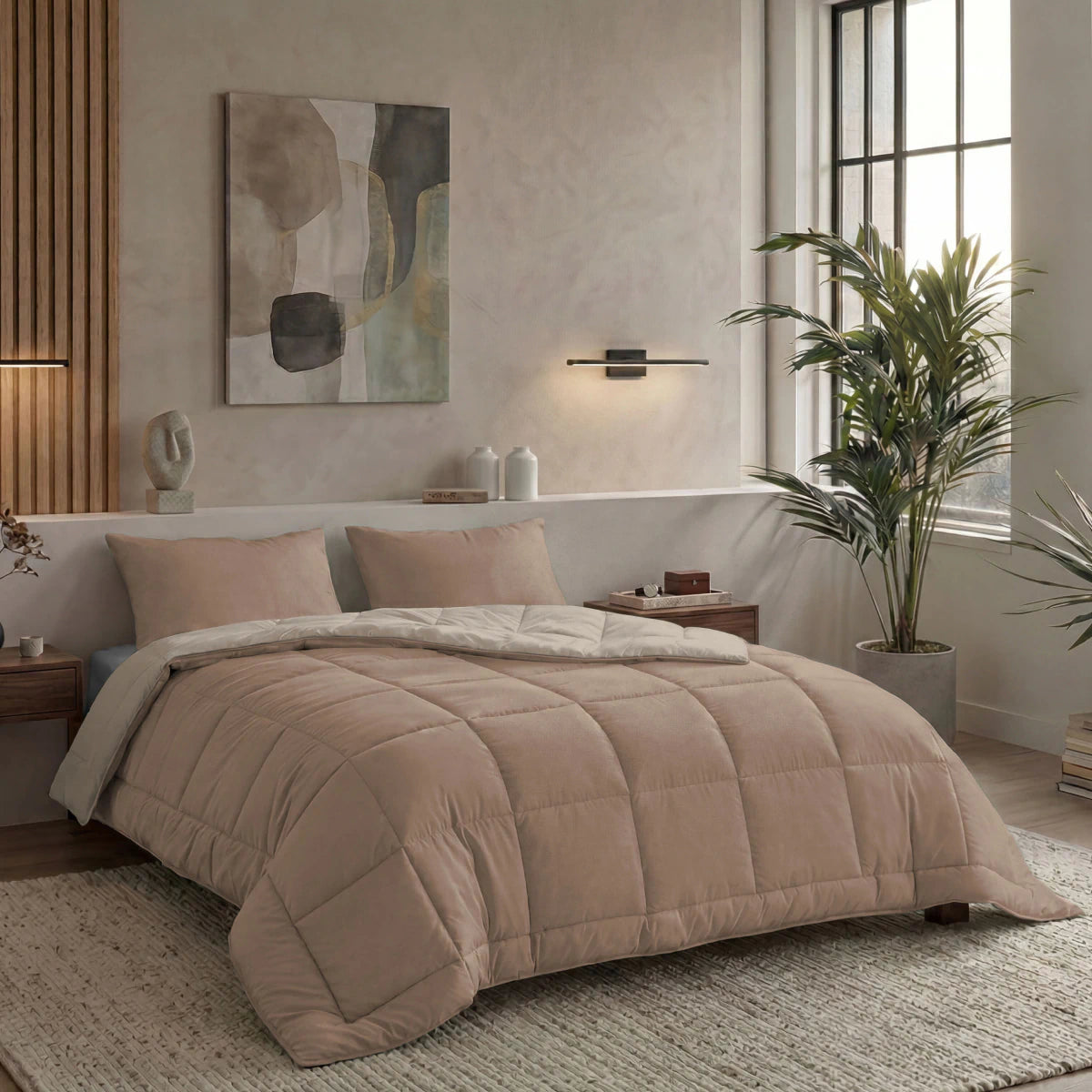 Zelesta Pure Duo Baumwolle Sommerbettdecke - Rosabraun & Betonbraun