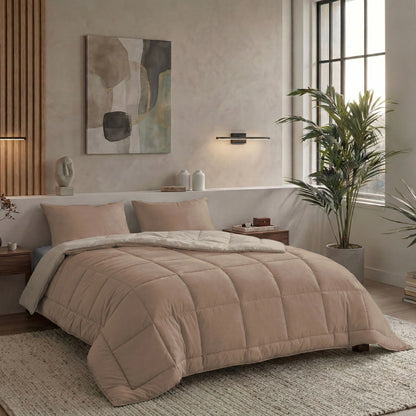 Zelesta Pure Duo Baumwolle Sommerbettdecke - Rosabraun & Betonbraun