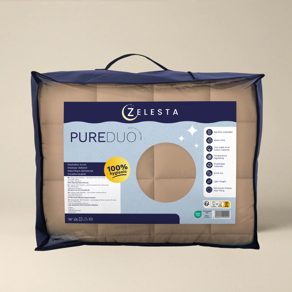Zelesta Pure Duo Baumwolle Sommerbettdecke - Rosabraun & Betonbraun