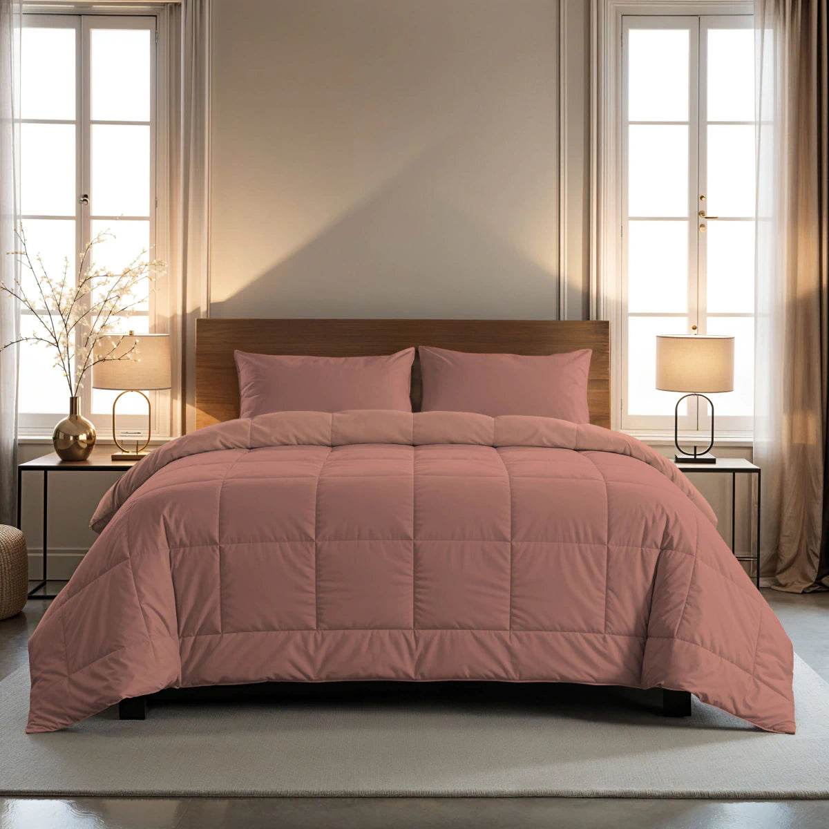Zelesta Pure Duo Baumwolle Bettdecke - Terrakottarosa & Erdrosa