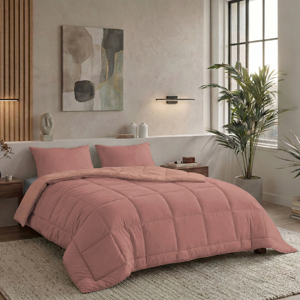 Zelesta Pure Duo Baumwolle Bettdecke - Terrakottarosa & Erdrosa