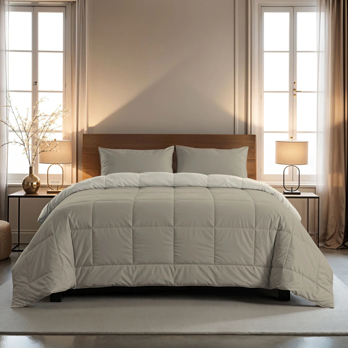 Zelesta Pure Duo Baumwolle Sommerbettdecke - Warmgrau & Cremeweiß