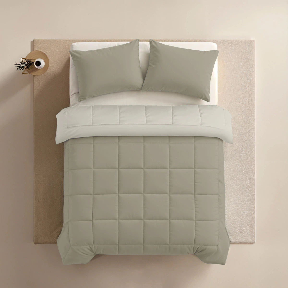 Zelesta Pure Duo Baumwolle Sommerbettdecke - Warmgrau & Cremeweiß