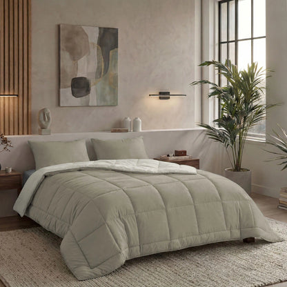 Zelesta Pure Duo Baumwolle Sommerbettdecke - Warmgrau & Cremeweiß