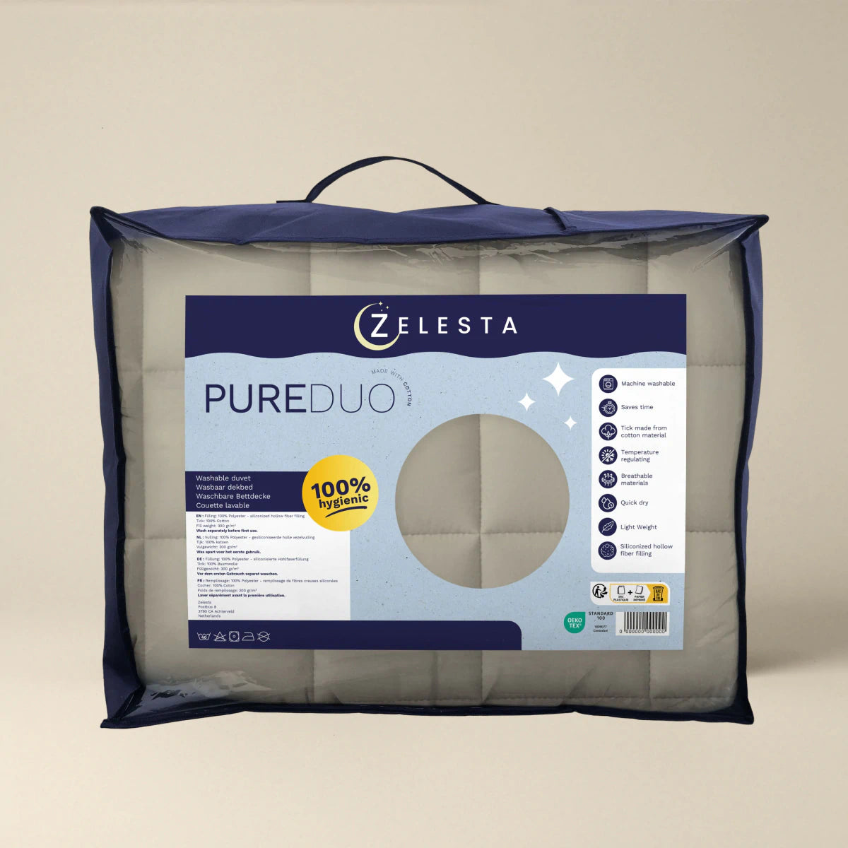 Zelesta Pure Duo Baumwolle Bettdecke - Warmgrau & Cremeweiß