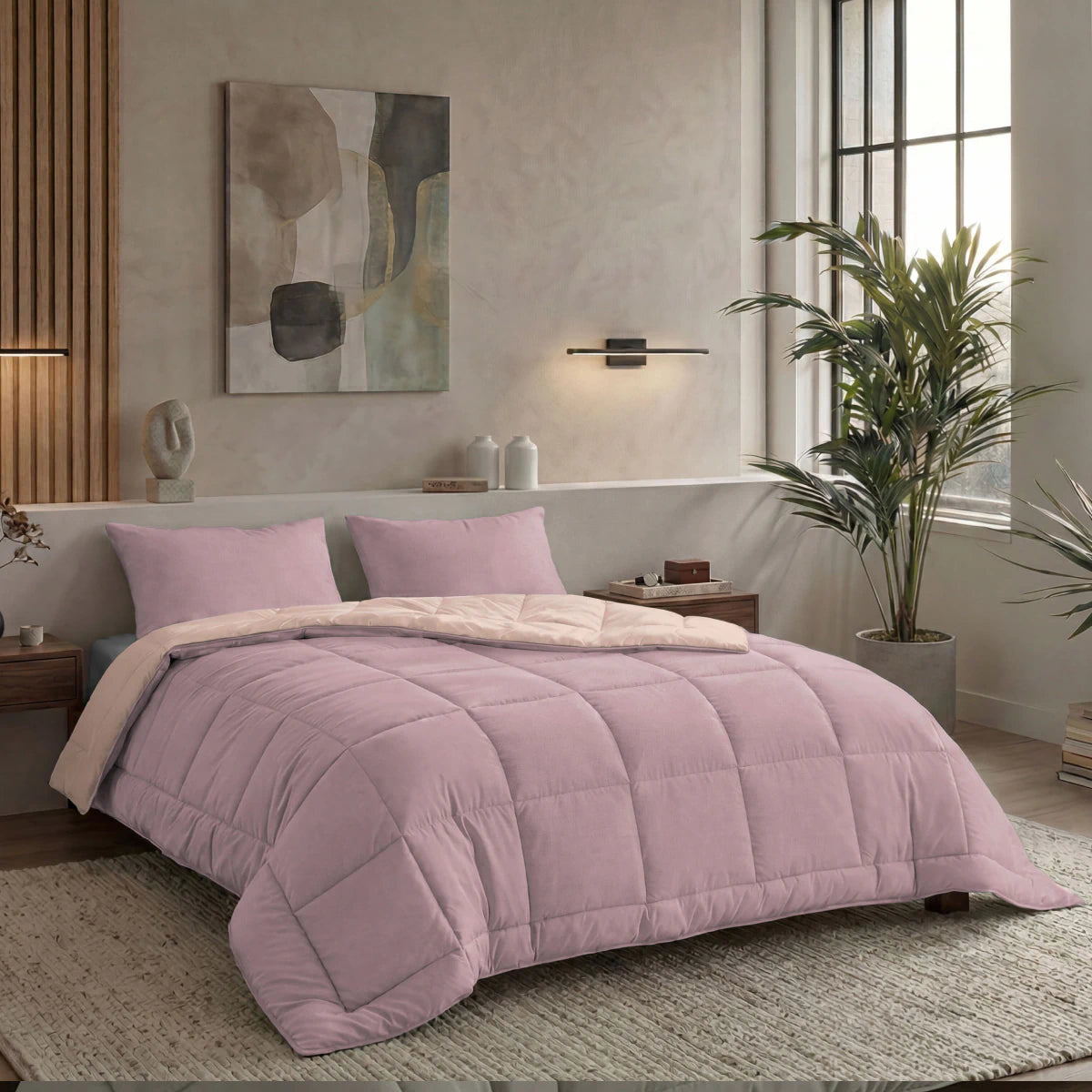 Zelesta Pure Duo Baumwolle Sommerbettdecke - Zartes Lila & Zartrosa