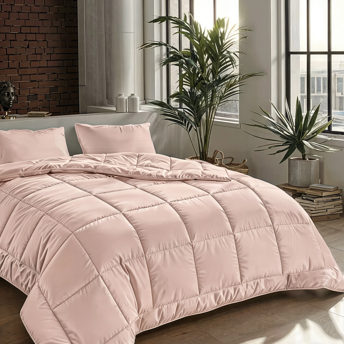 Zelesta Pure Uni 4-Jahreszeiten Nahtlose Baumwollbettdecke - Rosa