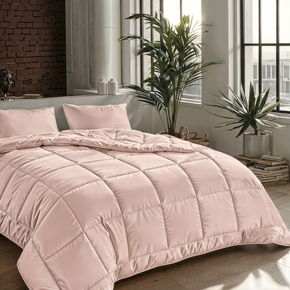 Zelesta Pure Uni 4-Jahreszeiten Nahtlose Baumwollbettdecke - Rosa