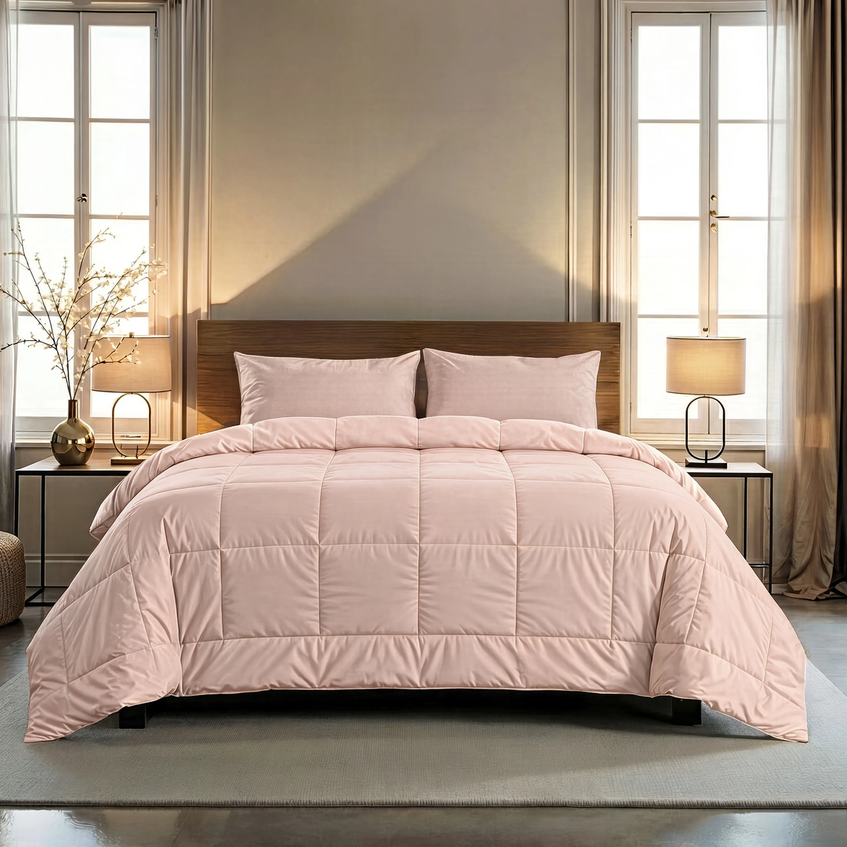 Zelesta Pure Uni 4-Jahreszeiten Nahtlose Baumwollbettdecke - Rosa