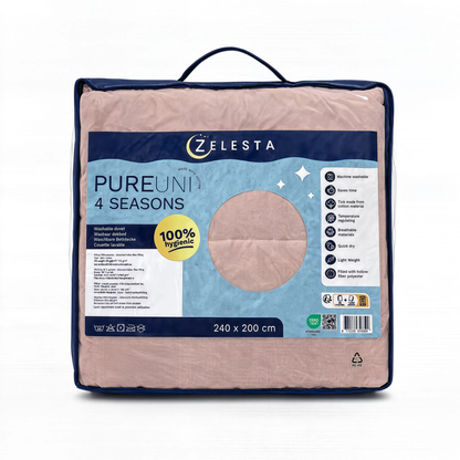 Zelesta Pure Uni 4-Jahreszeiten Nahtlose Baumwollbettdecke - Rosa