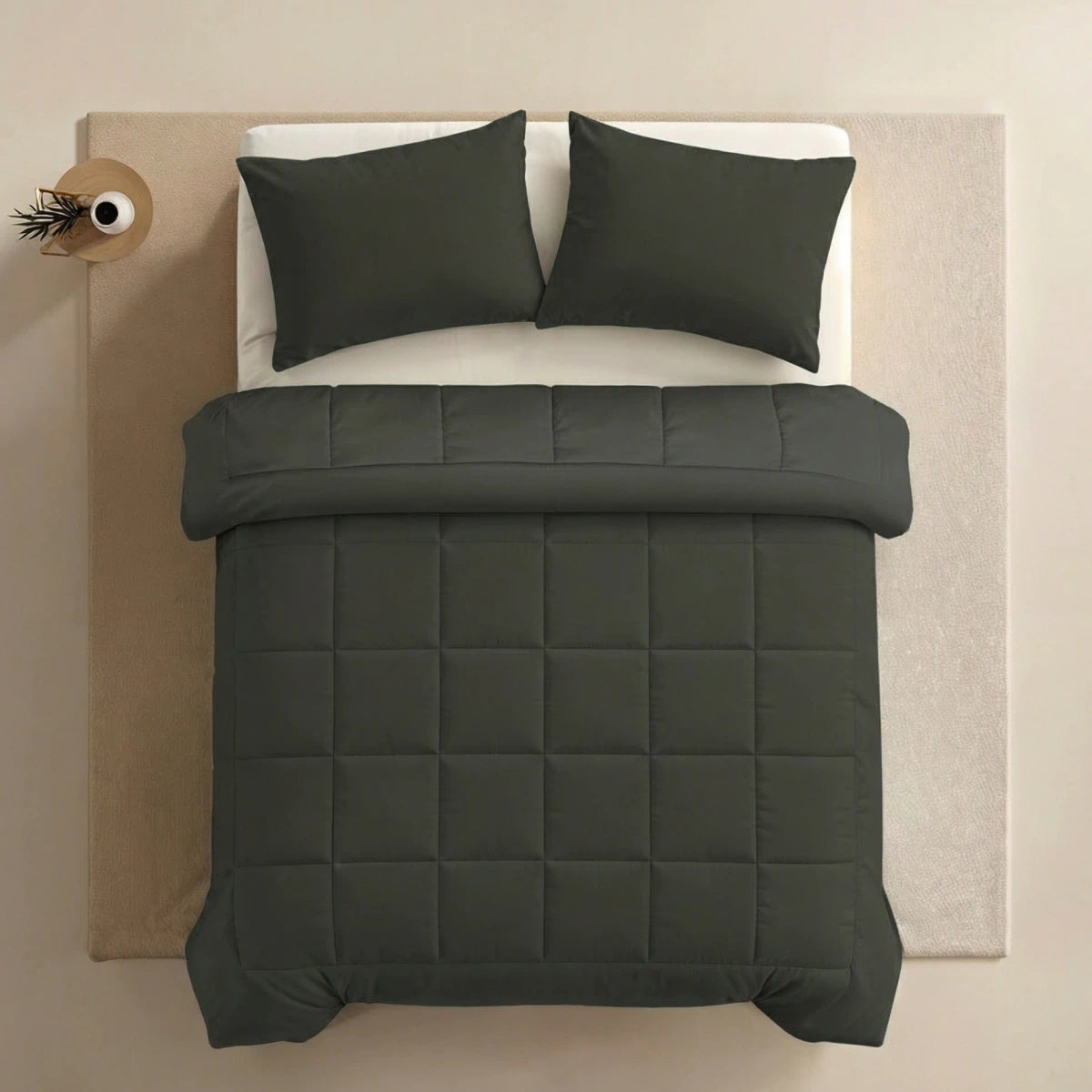 Zelesta Pure Uni Baumwolle Sommerbettdecke - Olivschwarz
