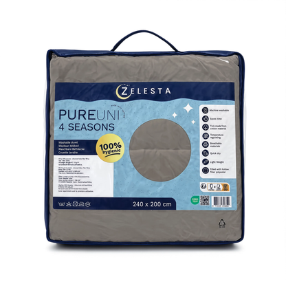 Zelesta Pure Uni 4-Jahreszeiten Nahtlose Baumwollbettdecke - Anthrazit