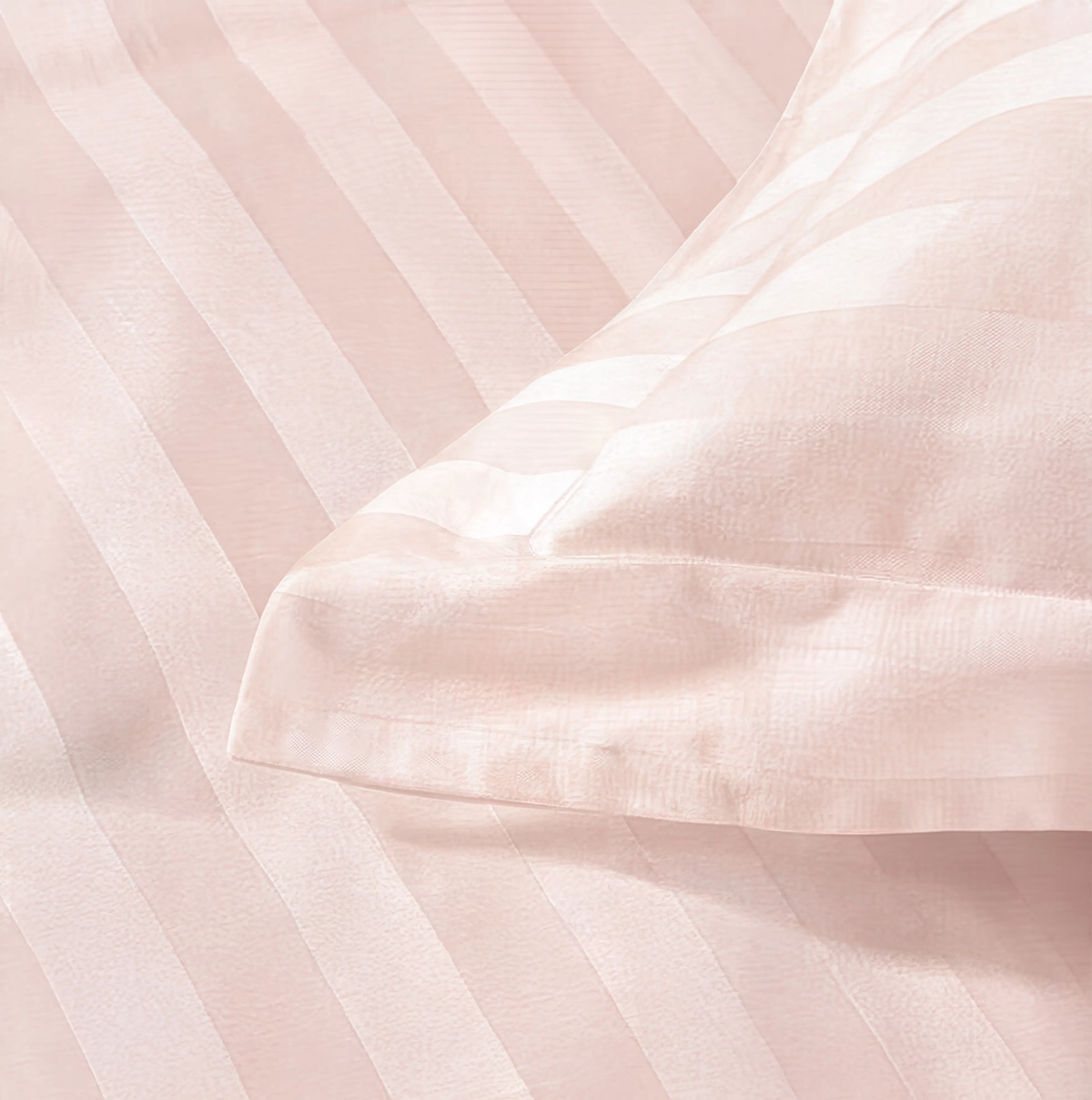 Zelesta Deluxe Hotel Stripe Baumwollsatin Bettdecke - Rosa