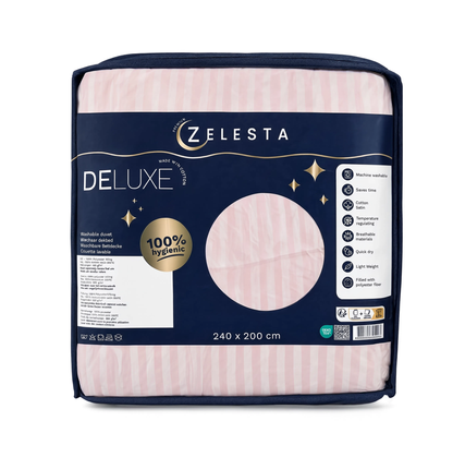 Zelesta Deluxe Hotel Stripe Baumwollsatin Bettdecke - Rosa