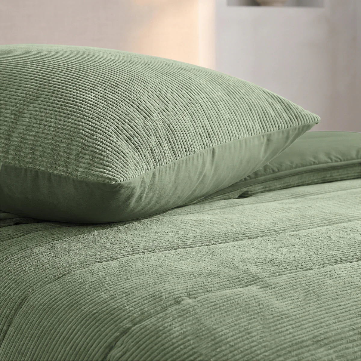 Zelesta Special Corduroy Cotton Bettdecke - Waldgrün