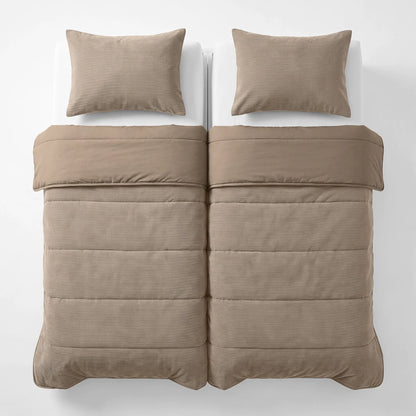 Zelesta Special Corduroy Cotton Kissenbezüge Set von 2 - Taupe