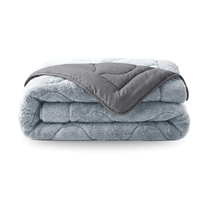 Zelesta Special Teddy Faux Fur Bettdecke - Heidelbeerblau