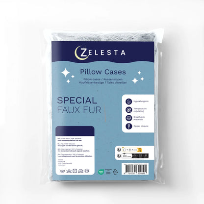 Zelesta Special Teddy Faux Fur Kissenbezüge Set von 2 - Heidelbeerblau