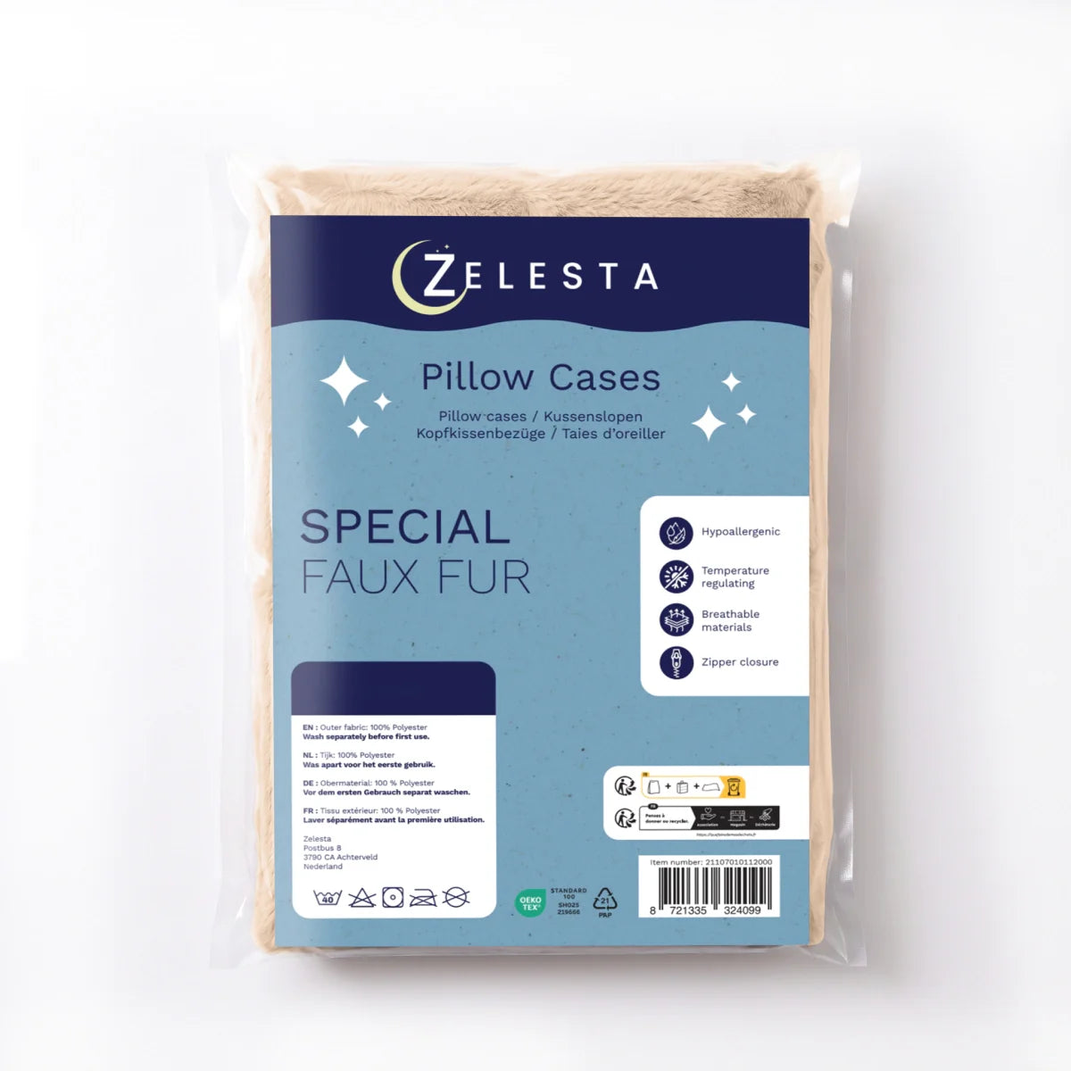 Zelesta Special Teddy Faux Fur Kissenbezüge Set von 2 - Cozy Cappuccino