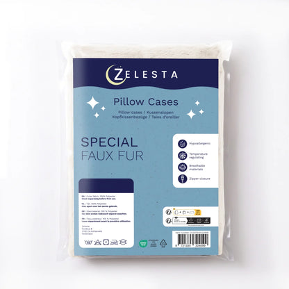 Zelesta Special Teddy Faux Fur Kissenbezüge Set von 2 - Marshmallow weiß