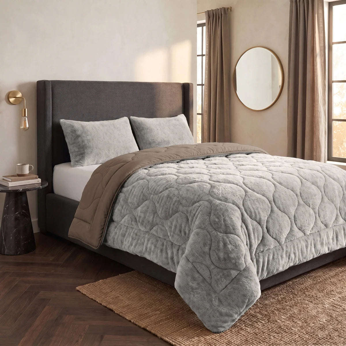 Zelesta Special Teddy Faux Fur Bettdecke - Mondgrau