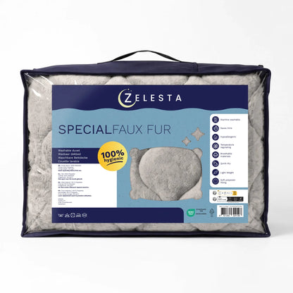 Zelesta Special Teddy Faux Fur Bettdecke - Mondgrau