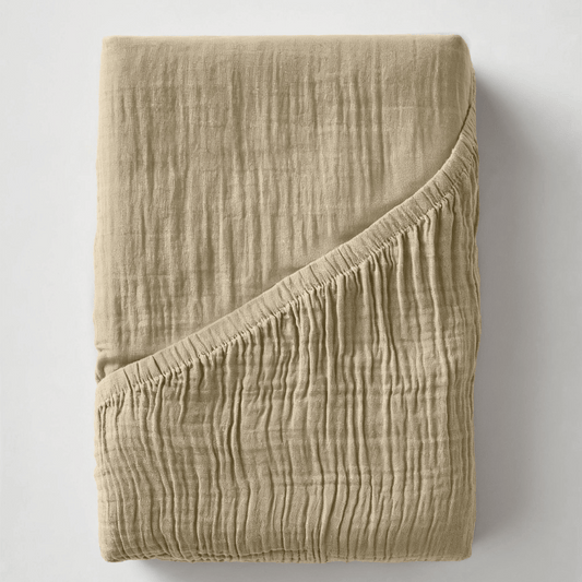 Musselin Spannbettlaken - Sand
