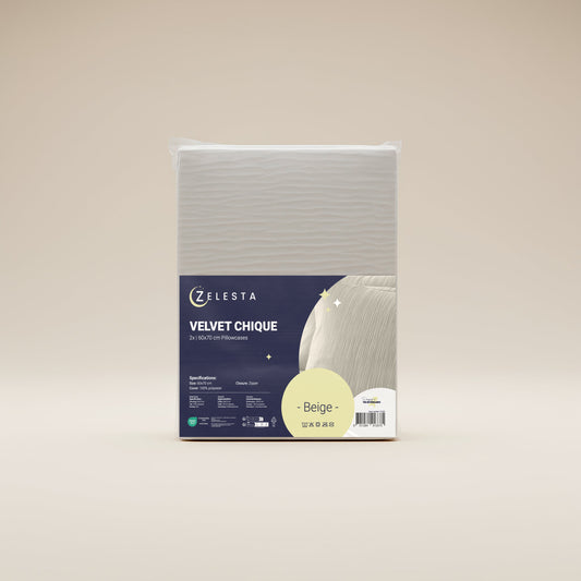 Zelesta Velvetbed Chique Kissenbezüge Set von 2 - Beige
