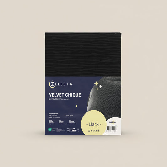 Zelesta Velvetbed Chique Kissenbezüge Set von 2 - Black