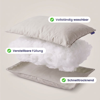 Zelesta Comfort Waschbares & Anpassbares Kopfkissen - Grau
