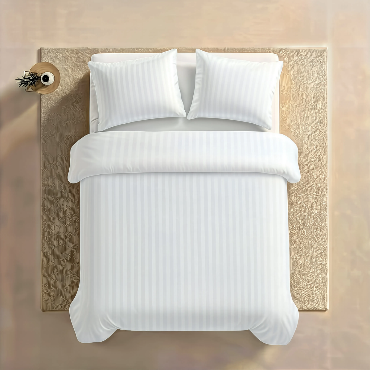 Zelesta Deluxe Hotel Stripe Baumwollsatin Bettdecke - Weiß