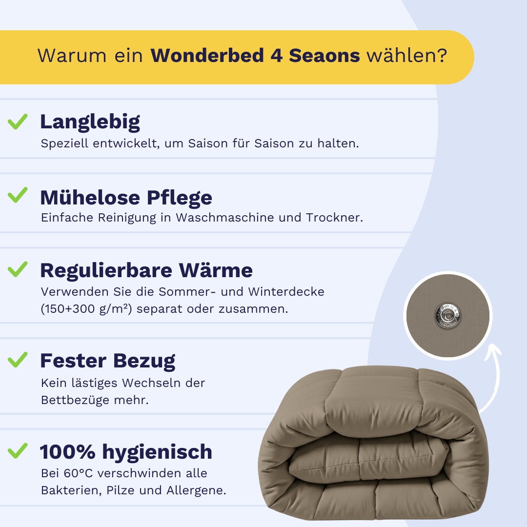 Zelesta Wonderbed 4 Seasons Double - Natural Taupe