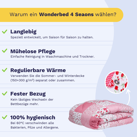 Zelesta Wonderbed 4 Seasons Double -  Patchwork Pink