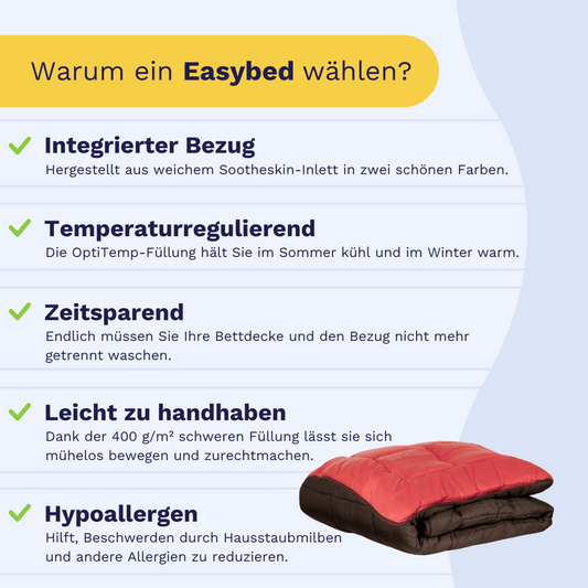 Zelesta Easybed - Schokobraun & Korallenrot 200x200 & 240x220cm