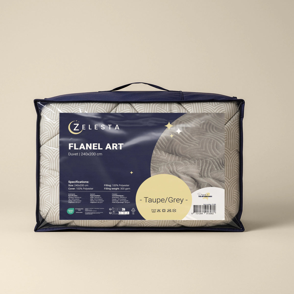 Zelesta Flanel Art - Taupe & Grey