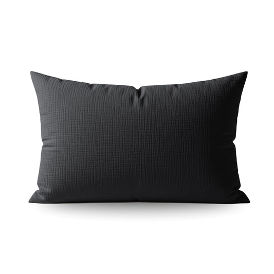 Japandibed Baumwolle Mousseline Kissenbezüge Set von 2 - Anthracite