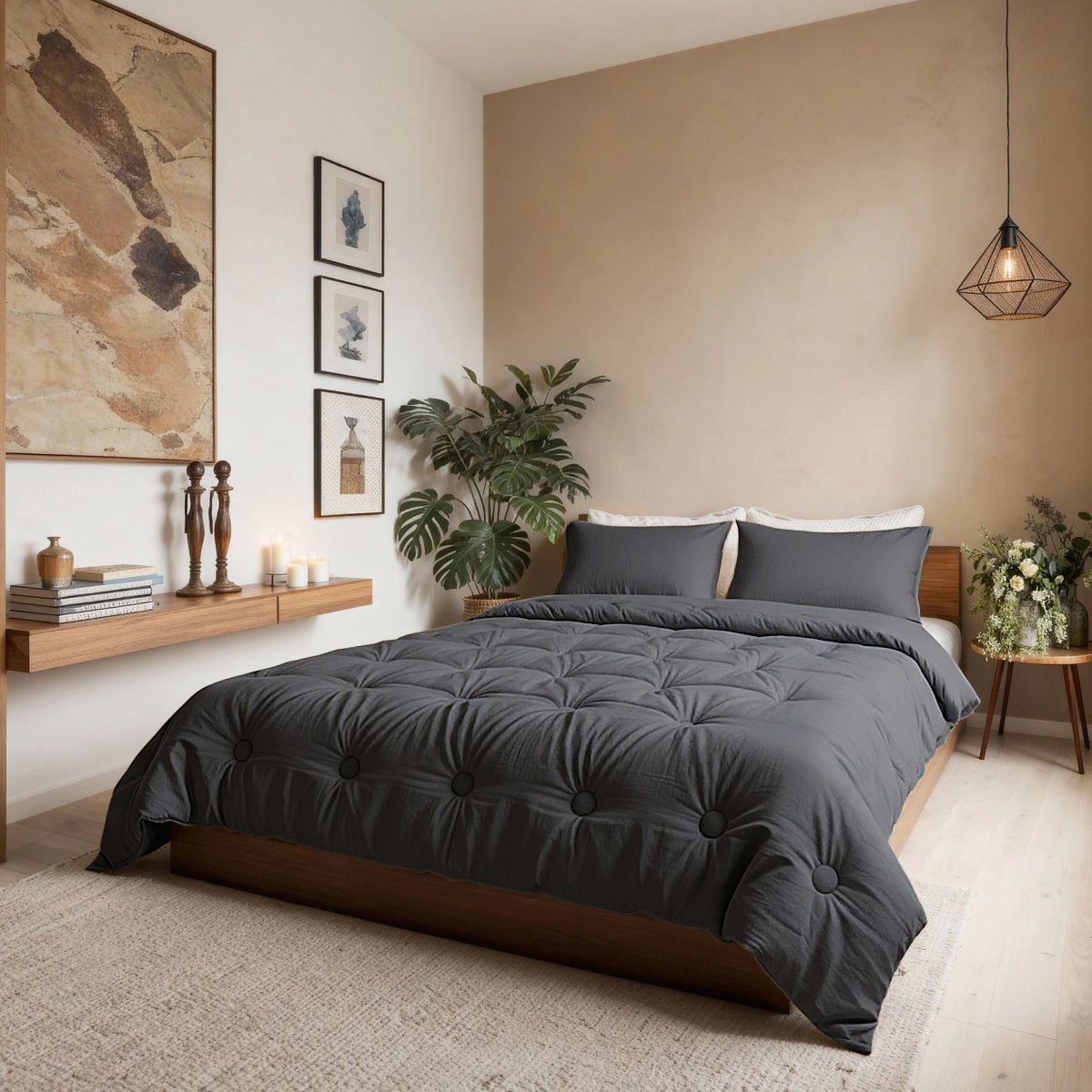 Zelesta Japandibed Baumwolle Mousseline - Anthracite