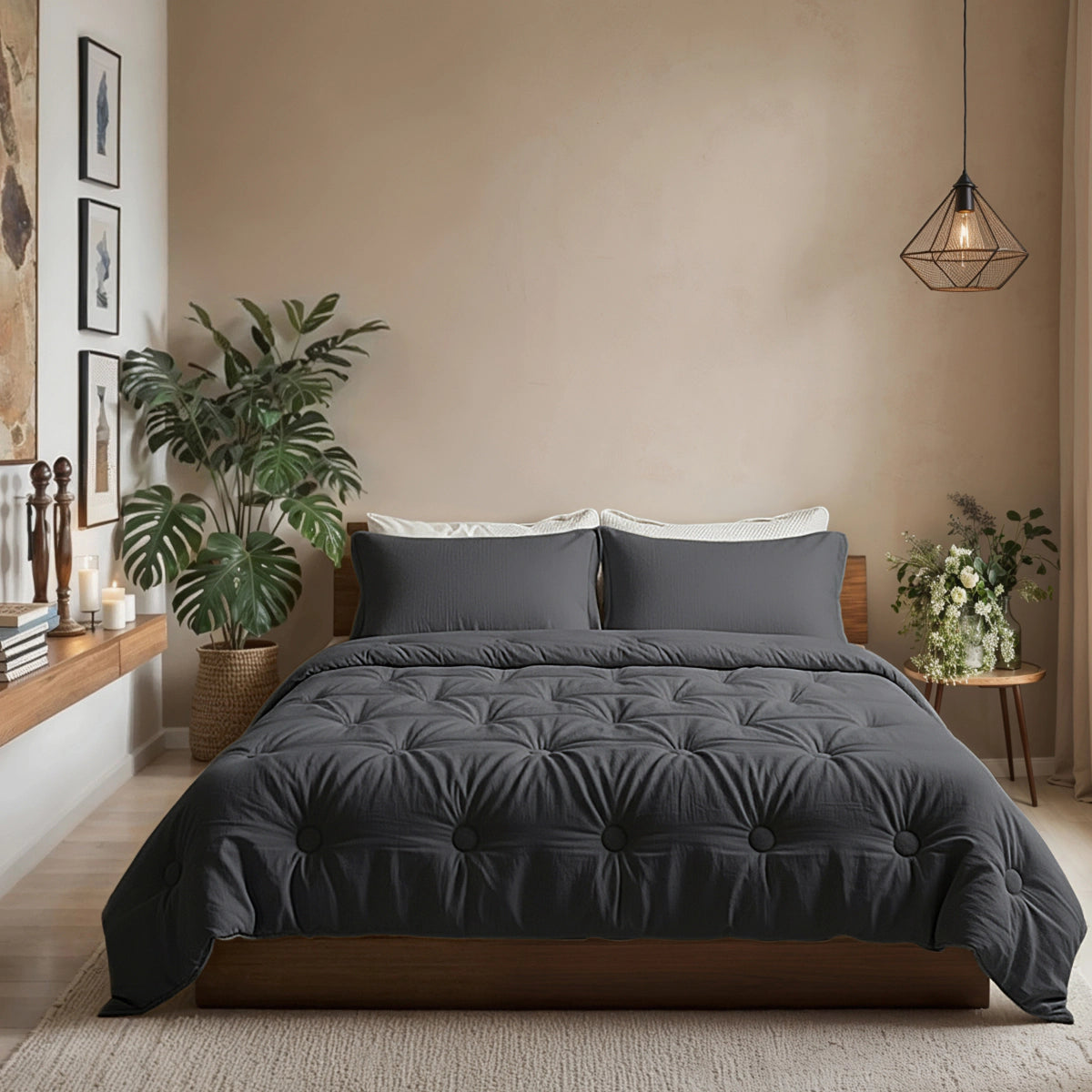 Zelesta Japandibed Baumwolle Mousseline - Anthracite